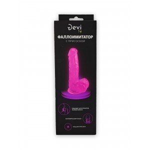 Фаллоимитатор резиновый реалистичный на присоске, Devi toy 180х38мм, розовый