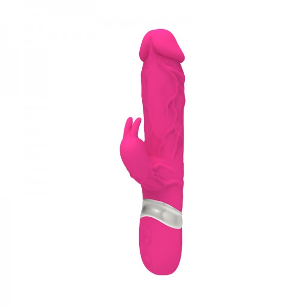 Вибратор-кролик женский реалистичный, 7 режимов вибрации, Devi toy 220х40мм, розовый - 