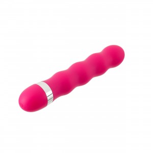 Вибратор женский массажный ребристый с трехзонной вибрацией,Devi toy, 185х32мм, розовый
